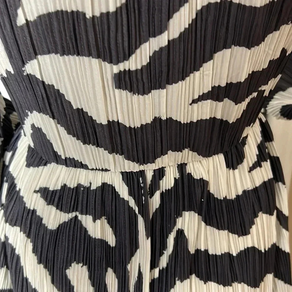 H&M animal print dress,,Black & white zebra print crinkle,balloon sleeves,tiered - Picture 13 of 16
